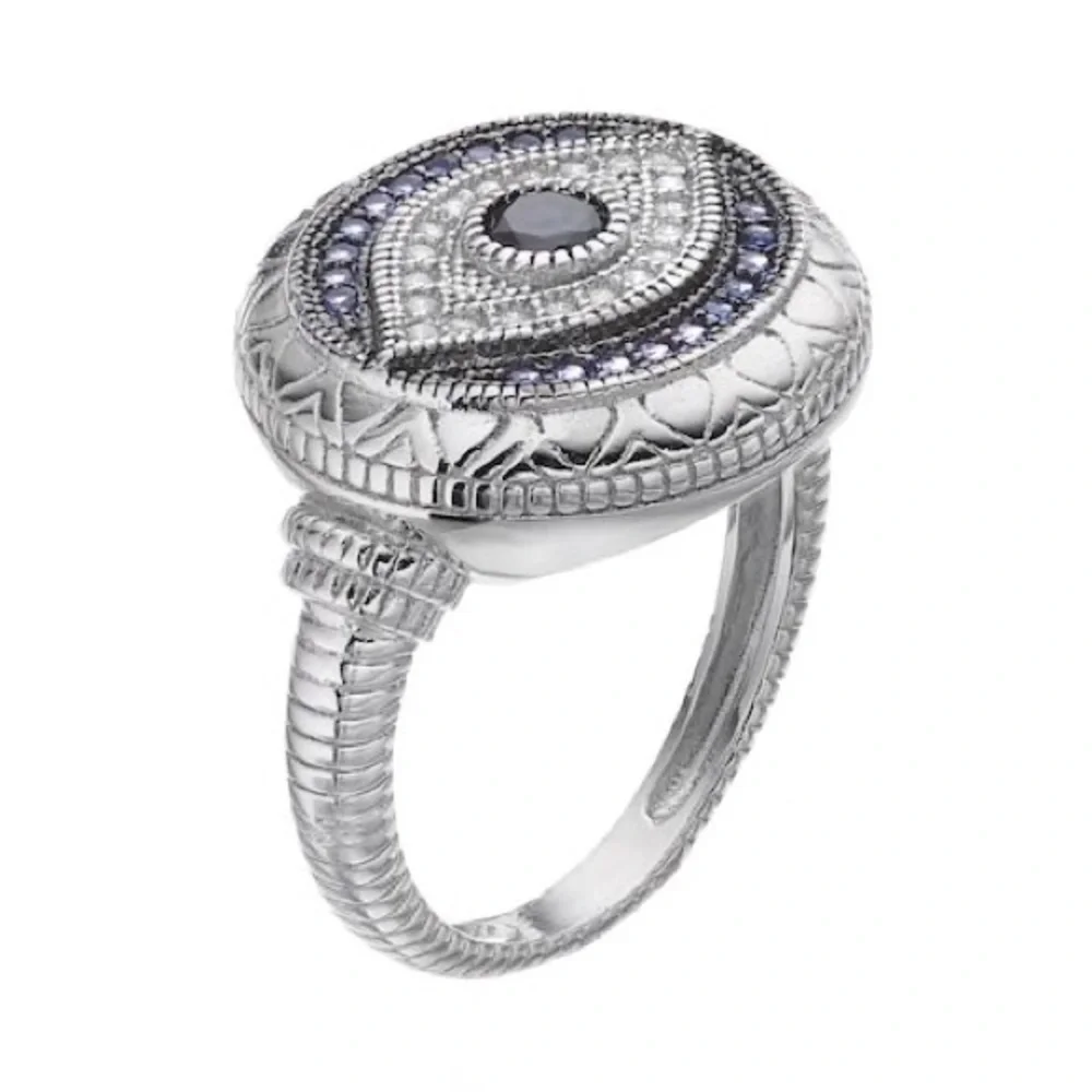 Evil Eye Ring-Sterling Silver cubic zirconia/blue stone w/ accents-NWT BOXED - Picture 2 of 12